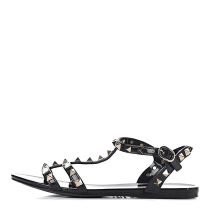 Valentino Garavani PVC Jelly Rockstud Caged Sandals 35 Black 1 of 13