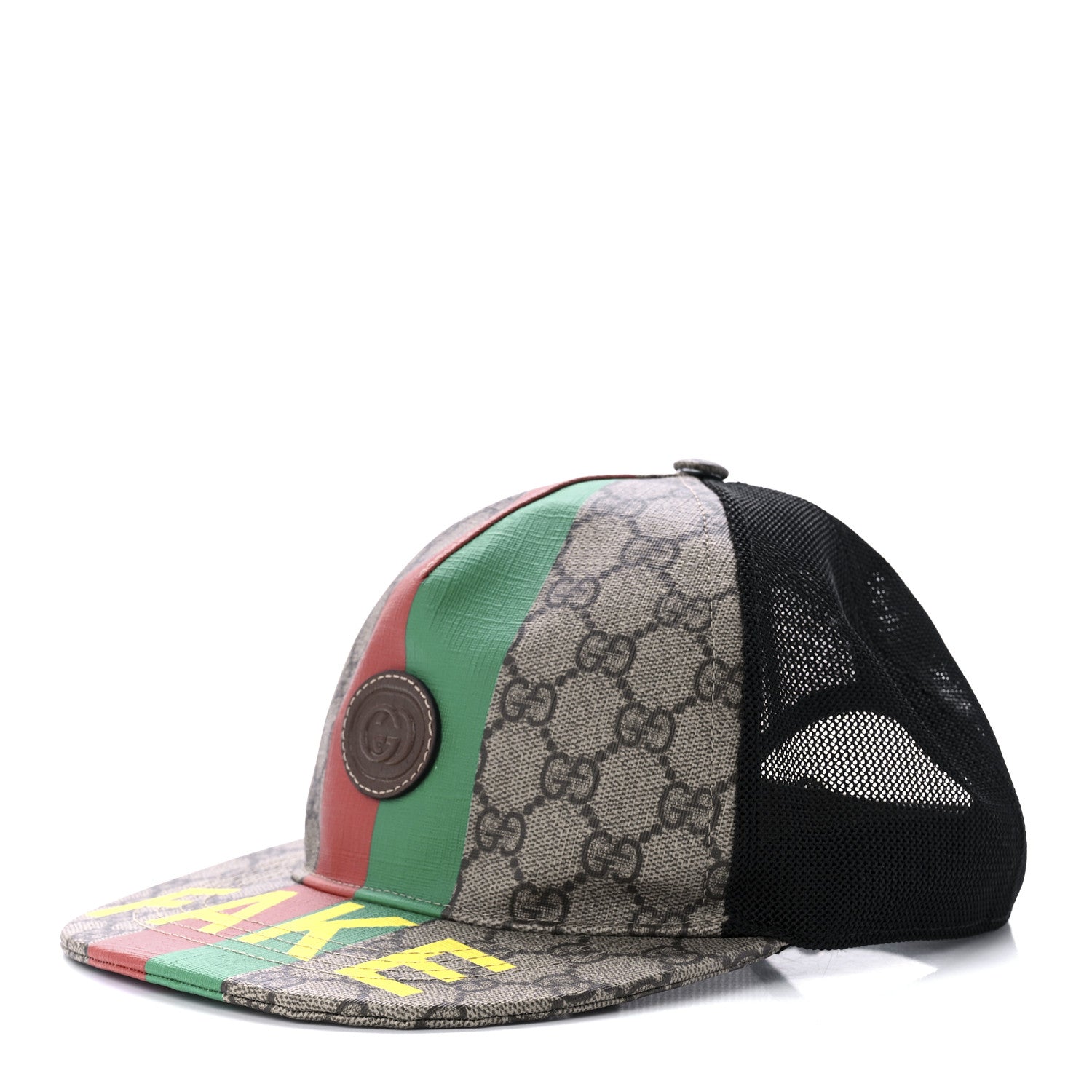 GUCCI グッチ FAKE NOT GGスプリーム キャップ Gucci GG Supreme Monogram Fake/Not Baseball Hat 59 Beige Black