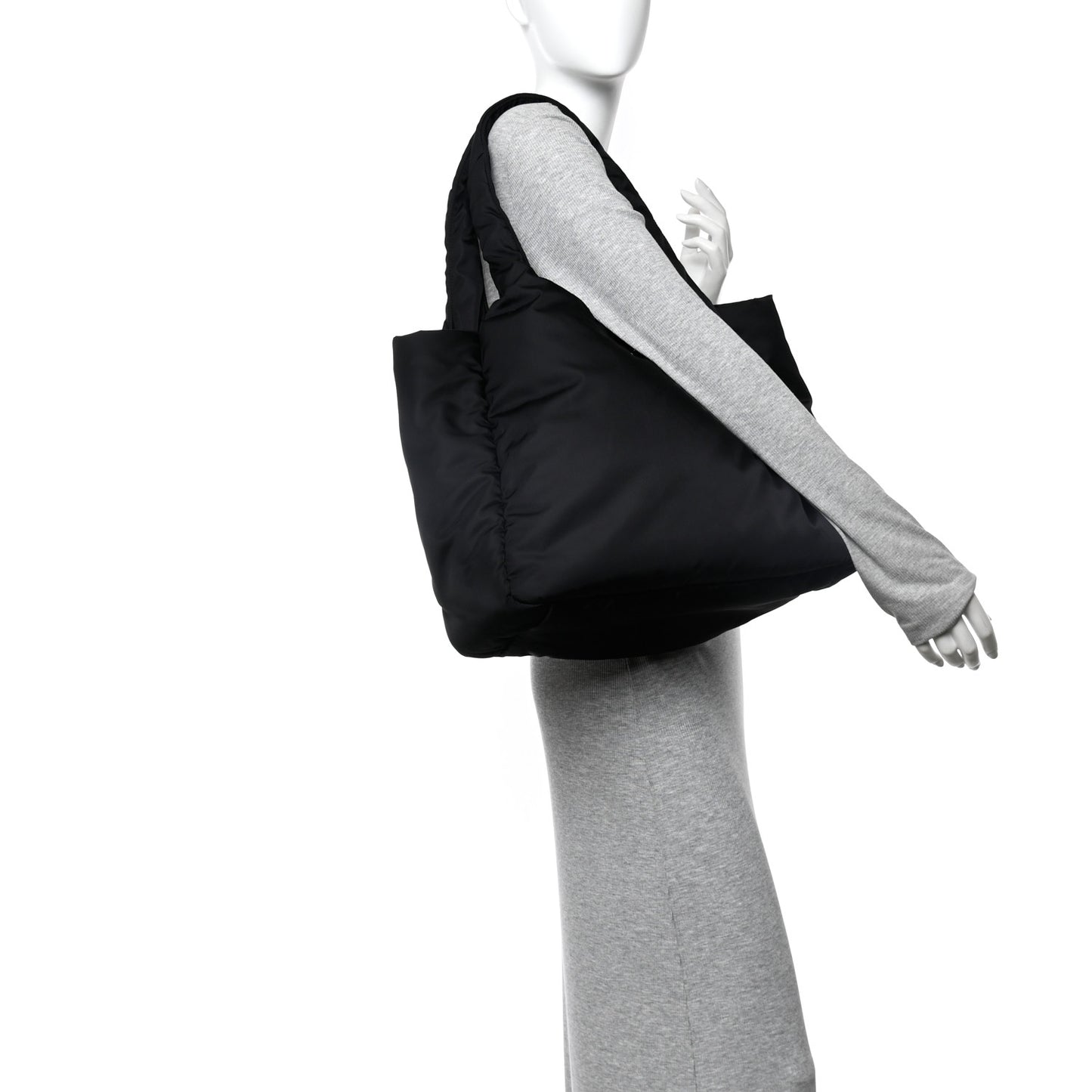 Re-Nylon Padded Large Tote Black