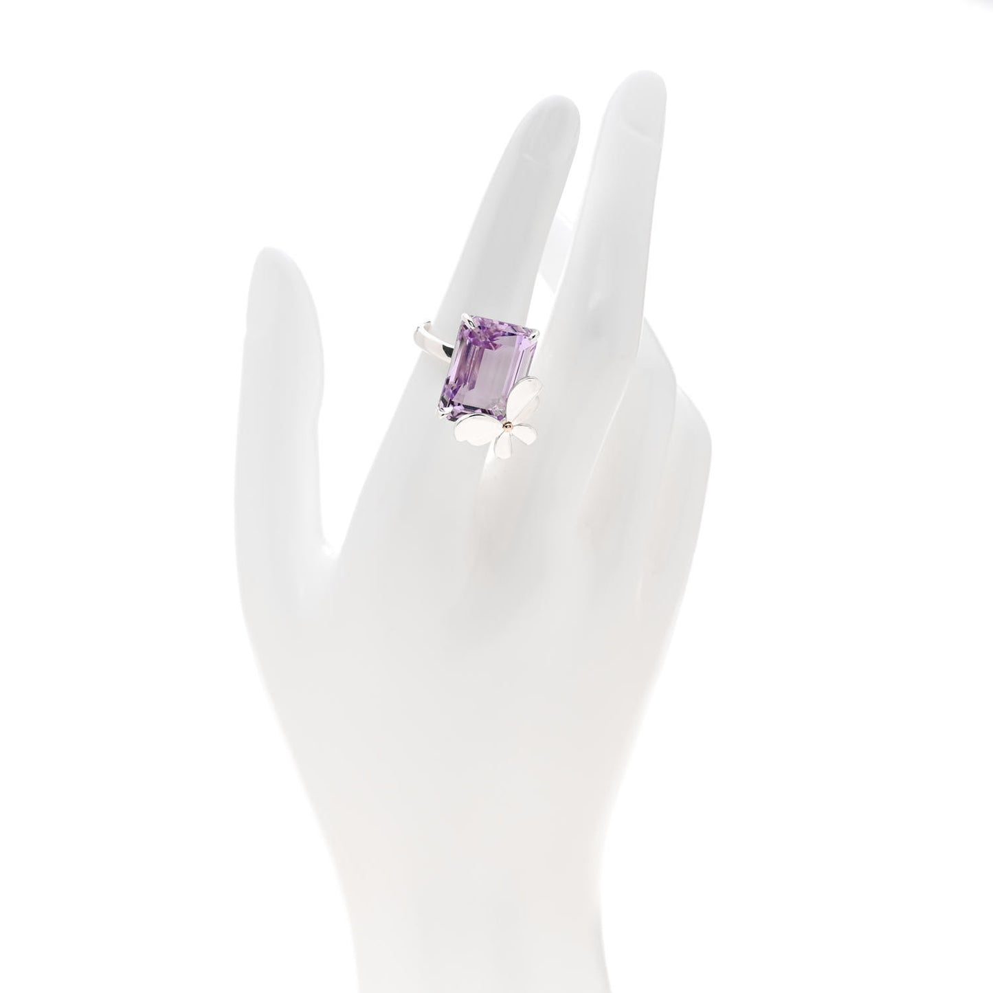 Sterling Silver 18K Rose Gold Amethyst Return to Tiffany Love Bugs Butterfly Ring 52 6