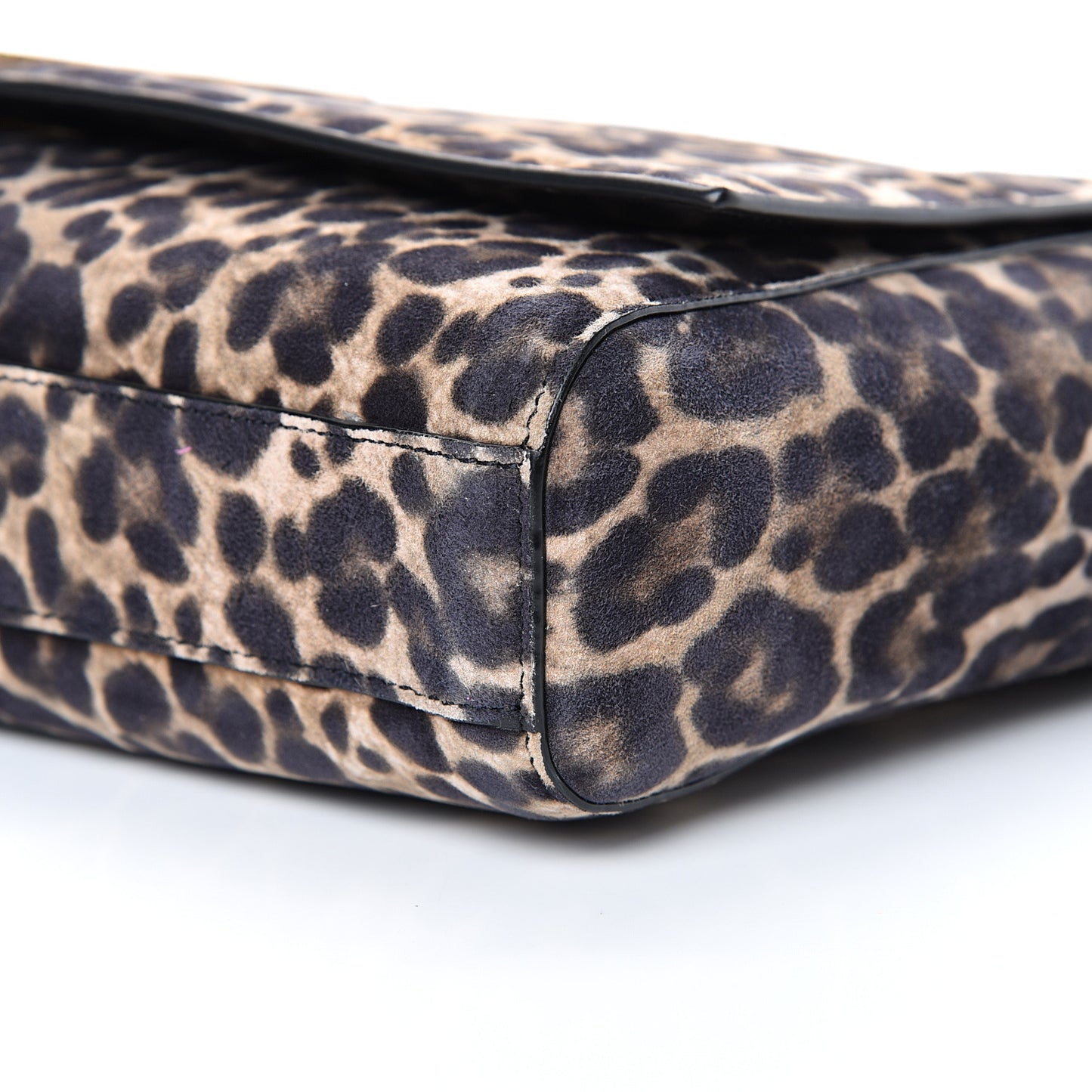 Smooth Calfskin Leopard Print Medium Reversible Monogram Kate Satchel Black