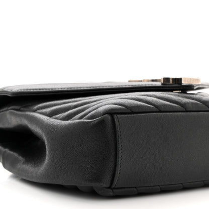 Saint Laurent Sheepskin Matelasse Chevron Monogram Medium College Bag Black 9 of 10