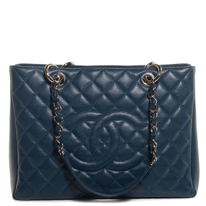 Chanel Caviar Grand Shopping Tote GST Dark Blue 1 of 7
