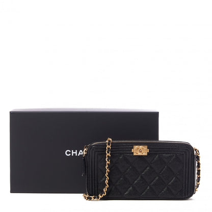 Chanel Caviar Quilted Small Boy Clutch With Chain Black 11 of 11
