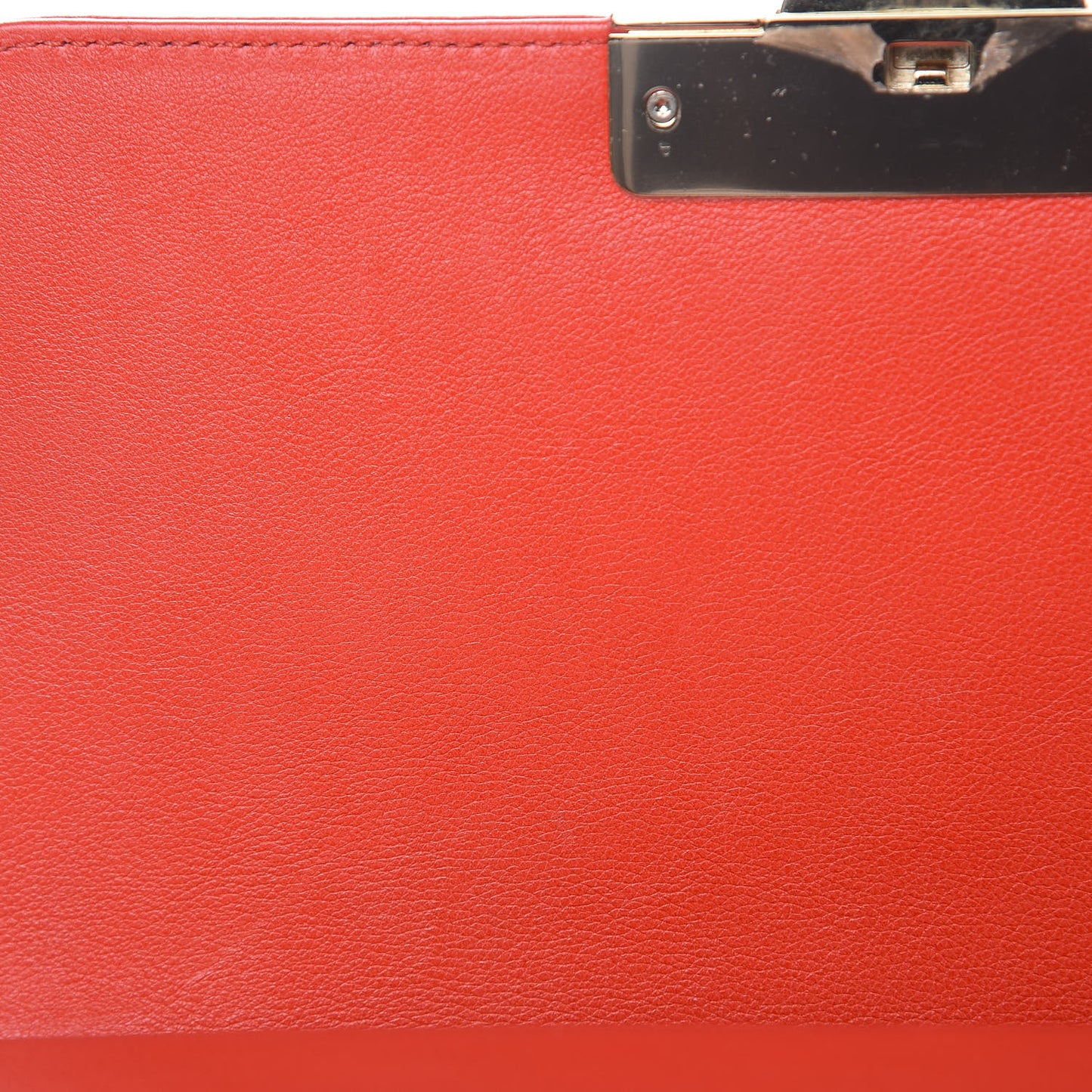 Grained Calfskin Quilted Medium Label Click Flap Bag Red