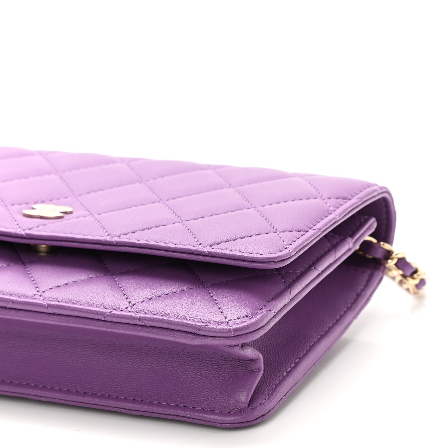 Chanel Lambskin Quilted Wallet On Chain WOC Purple 10 of 11