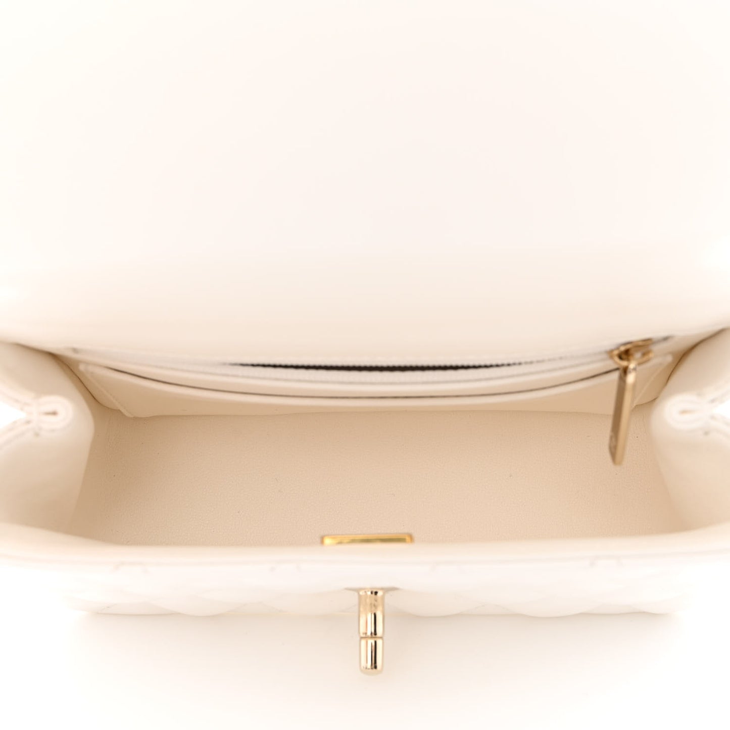 Lambskin Quilted Mini Crystal Top Handle Rectangular Flap White