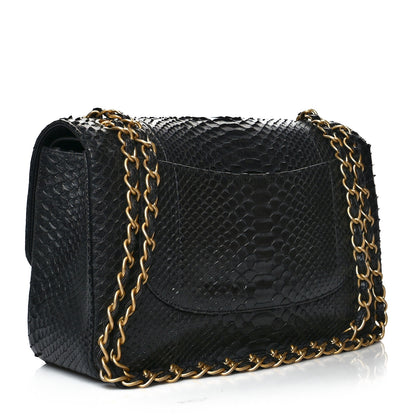Chanel Snakeskin Jumbo Double Flap Black 2 of 14