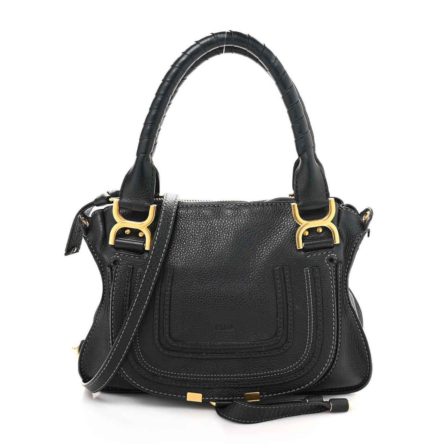 Calfskin Small Marcie Satchel Black Black