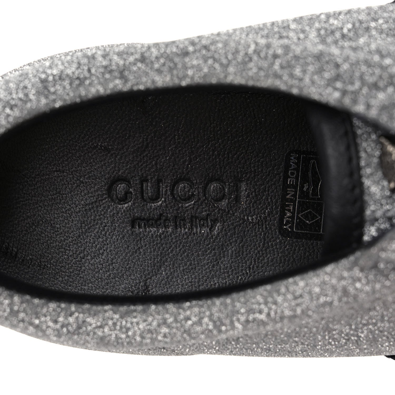 Gucci Glitter Fabric Studded Web Womens Sneakers 36.5 Silver 7 of 9