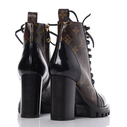 Louis Vuitton Patent Calfskin Monogram Star Trail Ankle Boots 36 Black 4 of 10