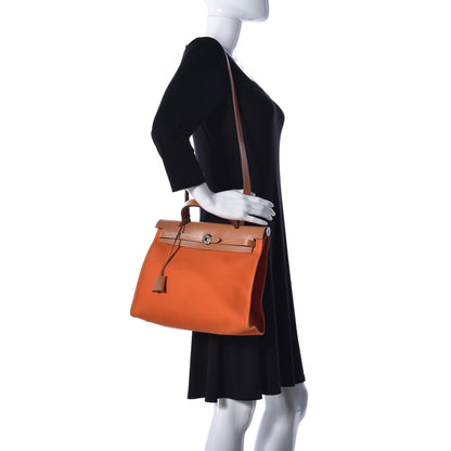 Hermes Vache Hunter Toile Herbag Zip 31 PM Capucine Fauve 2 of 12