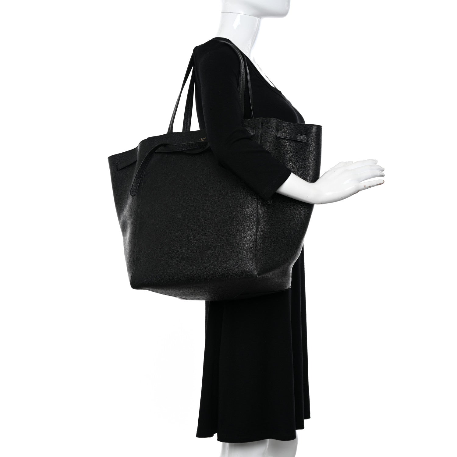 Celine Soft Grained Calfskin Small Belt Cabas Phantom Black 2 of 12