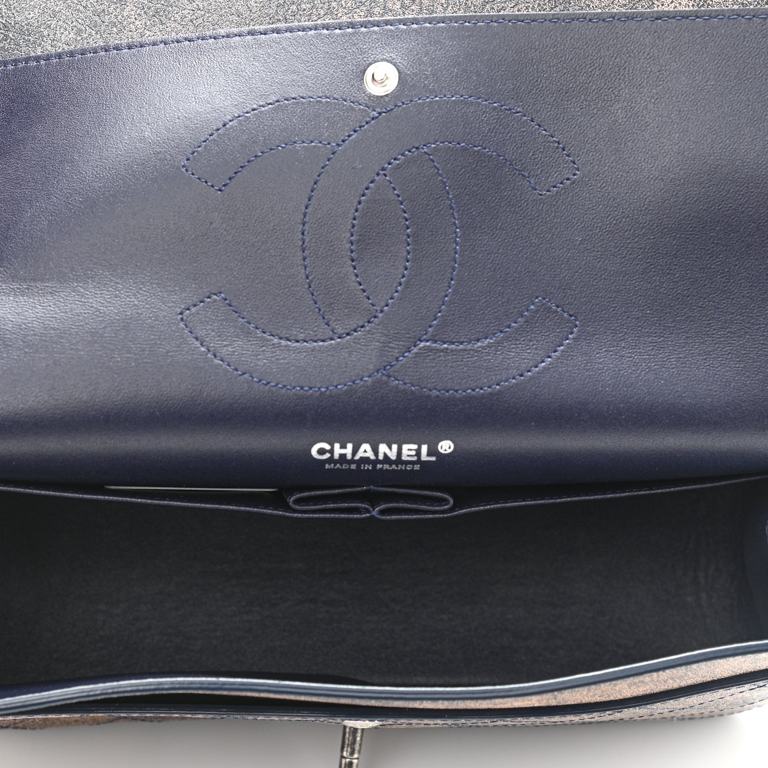 Chanel Calfskin Stitched Jumbo Double Flap Brown Blue 5 of 12