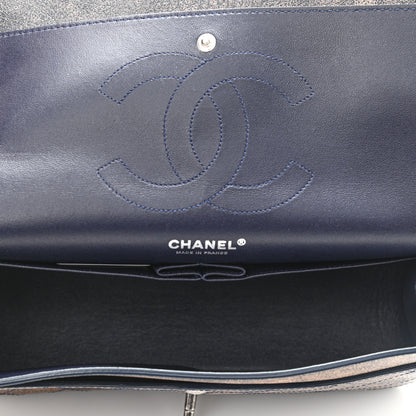 Chanel Calfskin Stitched Jumbo Double Flap Brown Blue 5 of 12