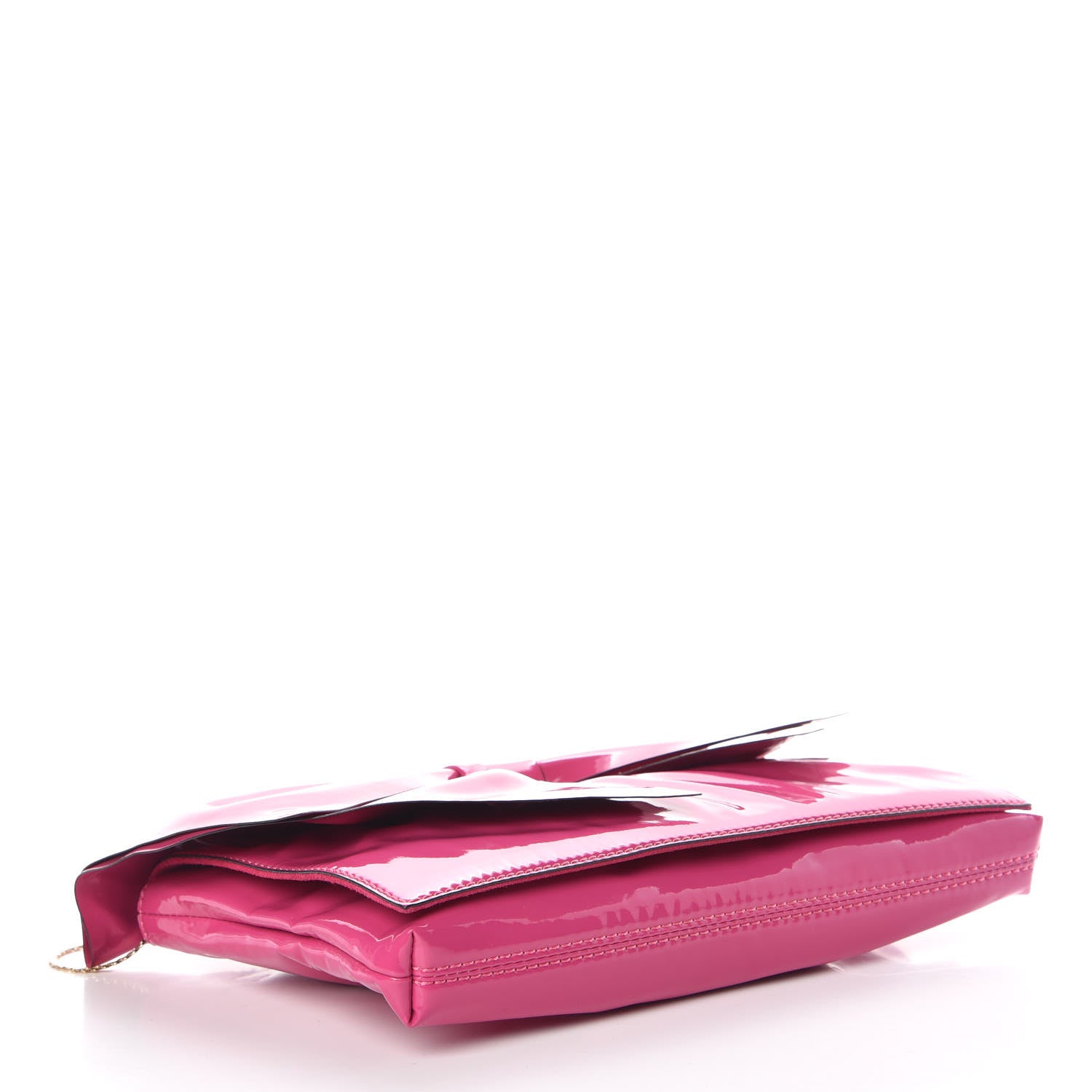 Valentino Garavani Patent Lacca Bow Clutch Pop Fuxia 4 of 9