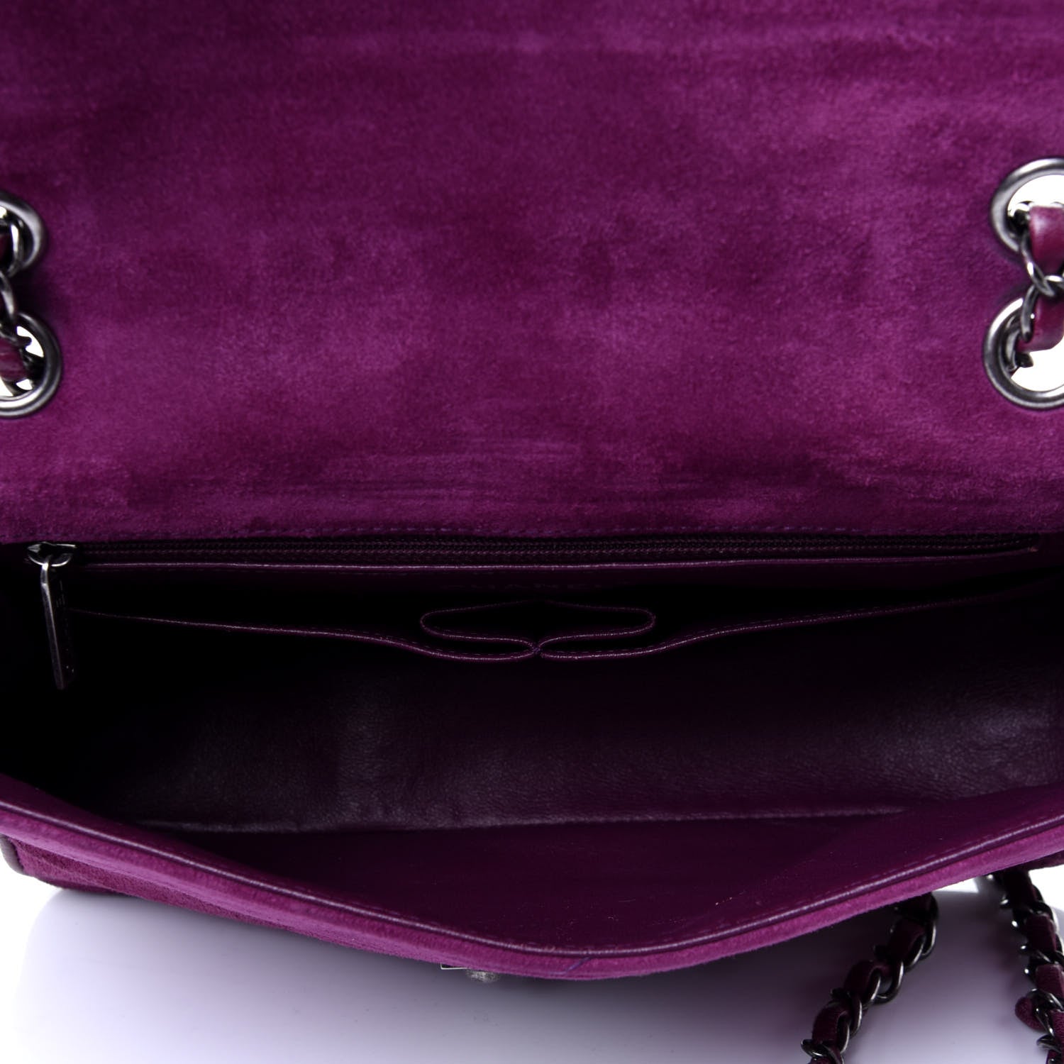Chanel Suede Lambskin Scallop Quilted Medium Pagoda Flap Purple 8 of 18