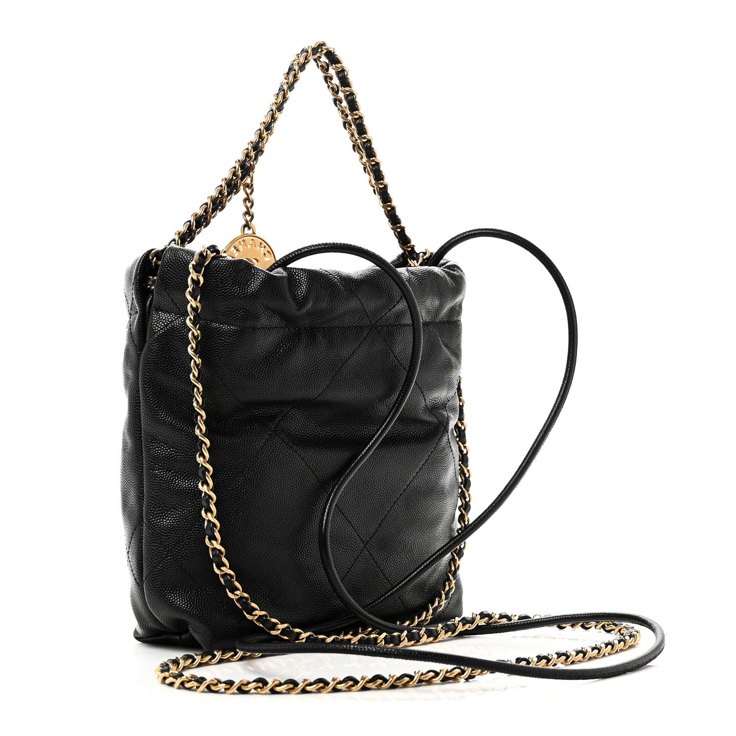 Chanel Shiny Caviar Quilted Monochrome Mini Chanel 22 Black 3 of 10