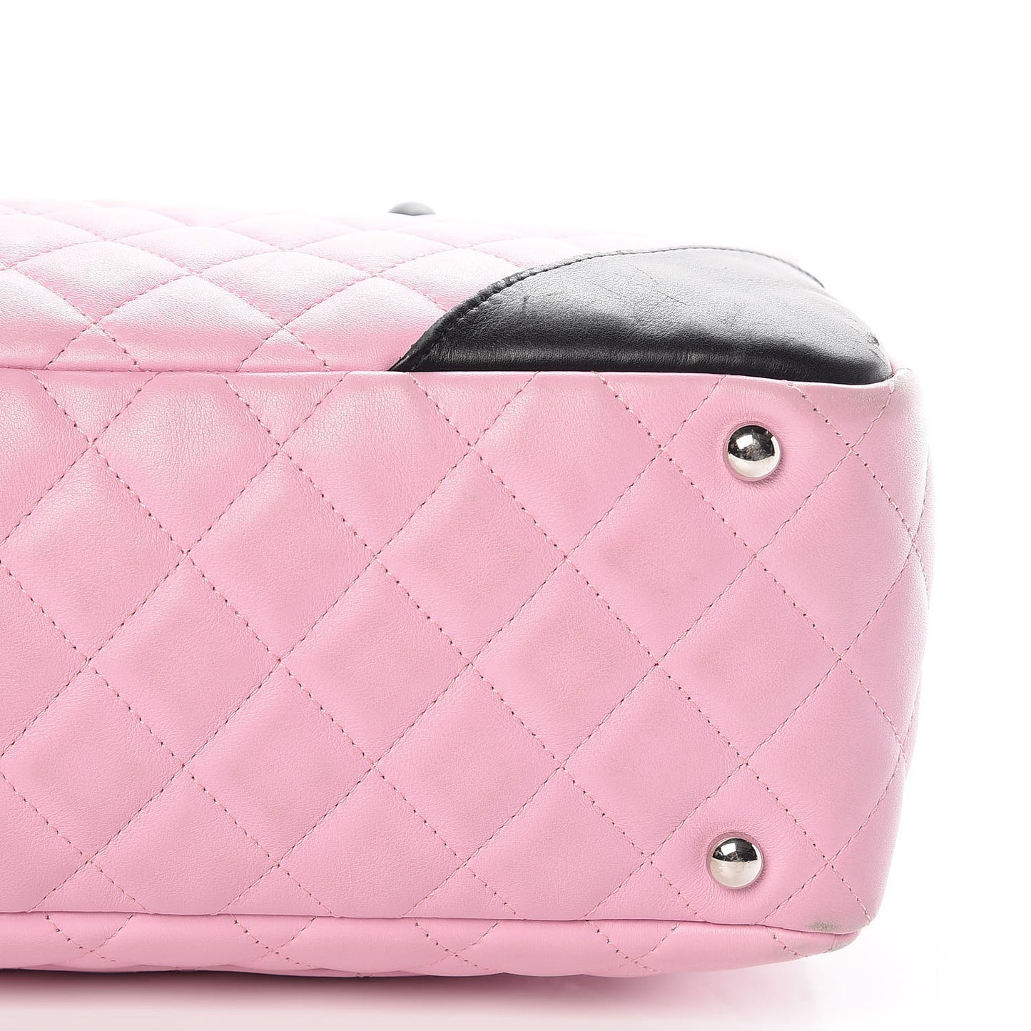 Calfskin Quilted Large Cambon Bowler Pink Black
