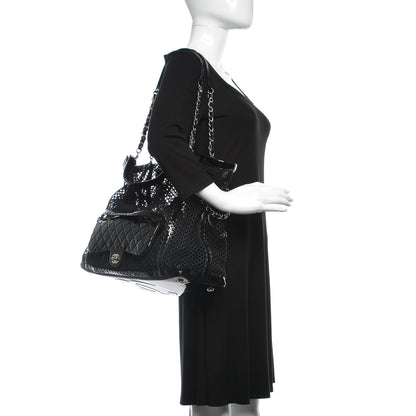 Chanel Patent Net Large La Madrague Tote Black 2 of 16