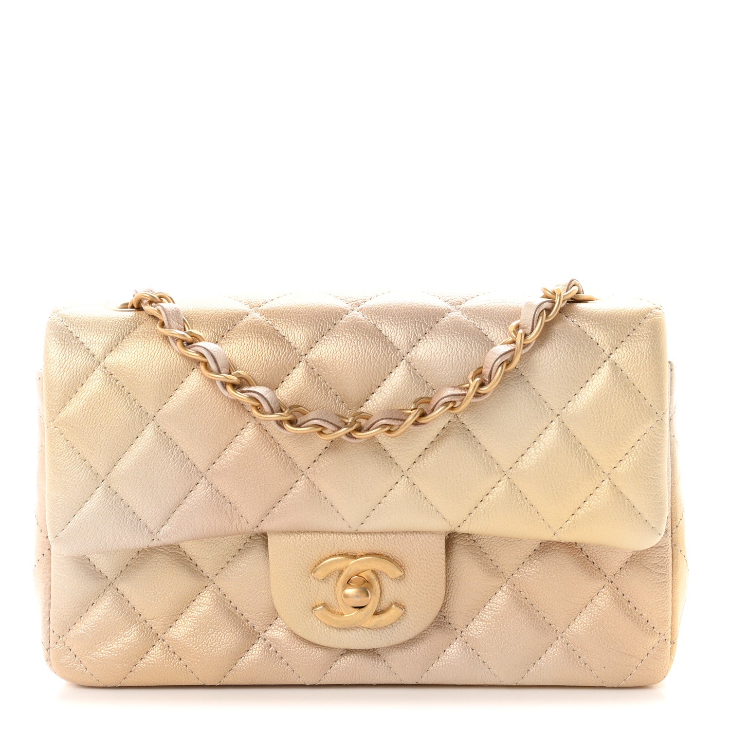 Chanel Metallic Goatskin Quilted Mini Rectangular Flap Gold 1 of 10