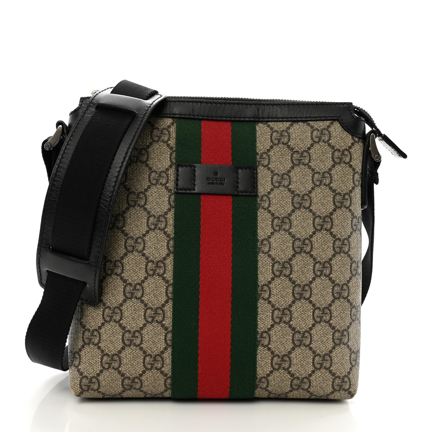 GG Supreme Monogram Web Messenger Bag Black