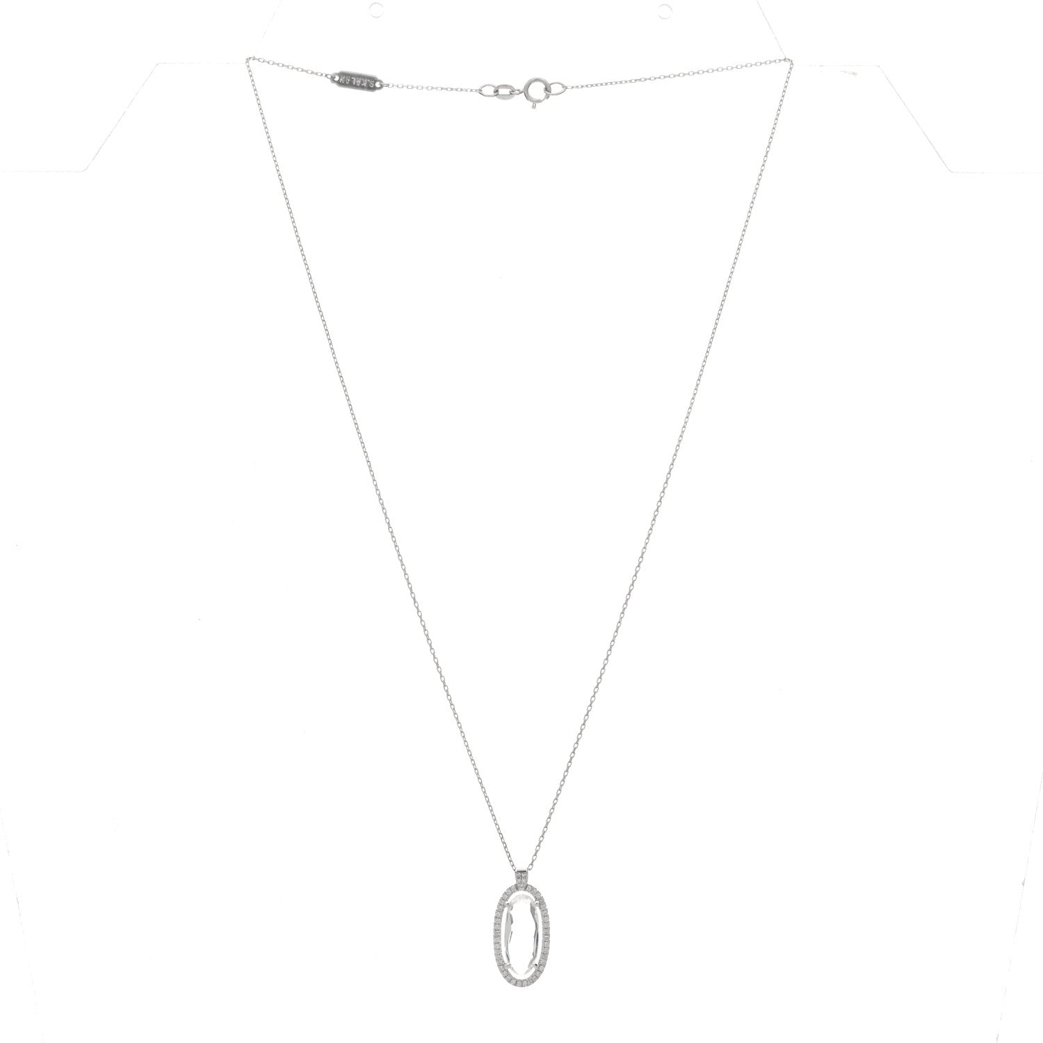 Suzanne Kalan 18K White Gold Diamond White Topaz Oval Pendant Necklace 2 of 3
