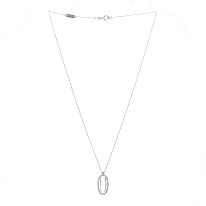 Suzanne Kalan 18K White Gold Diamond White Topaz Oval Pendant Necklace 2 of 3