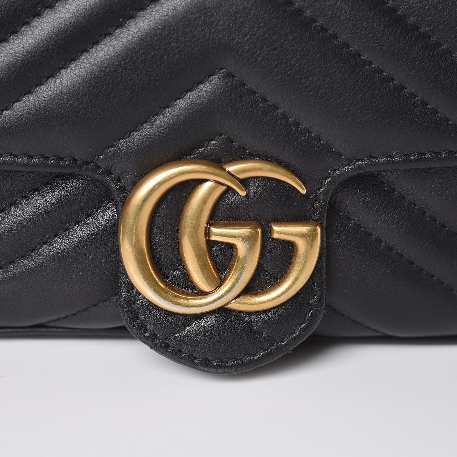 Gucci Calfskin Matelasse Super Mini GG Marmont Shoulder Bag Black 9 of 11