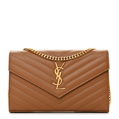 Saint Laurent Grain De Poudre Matelasse Chevron Cassandre Chain Wallet Cork 1 of 13