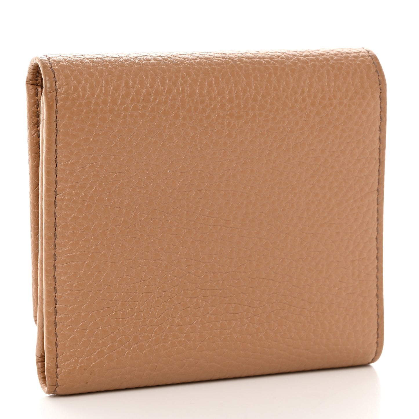 Pebbled Calfskin Soho Compact Flap Wallet Camelia