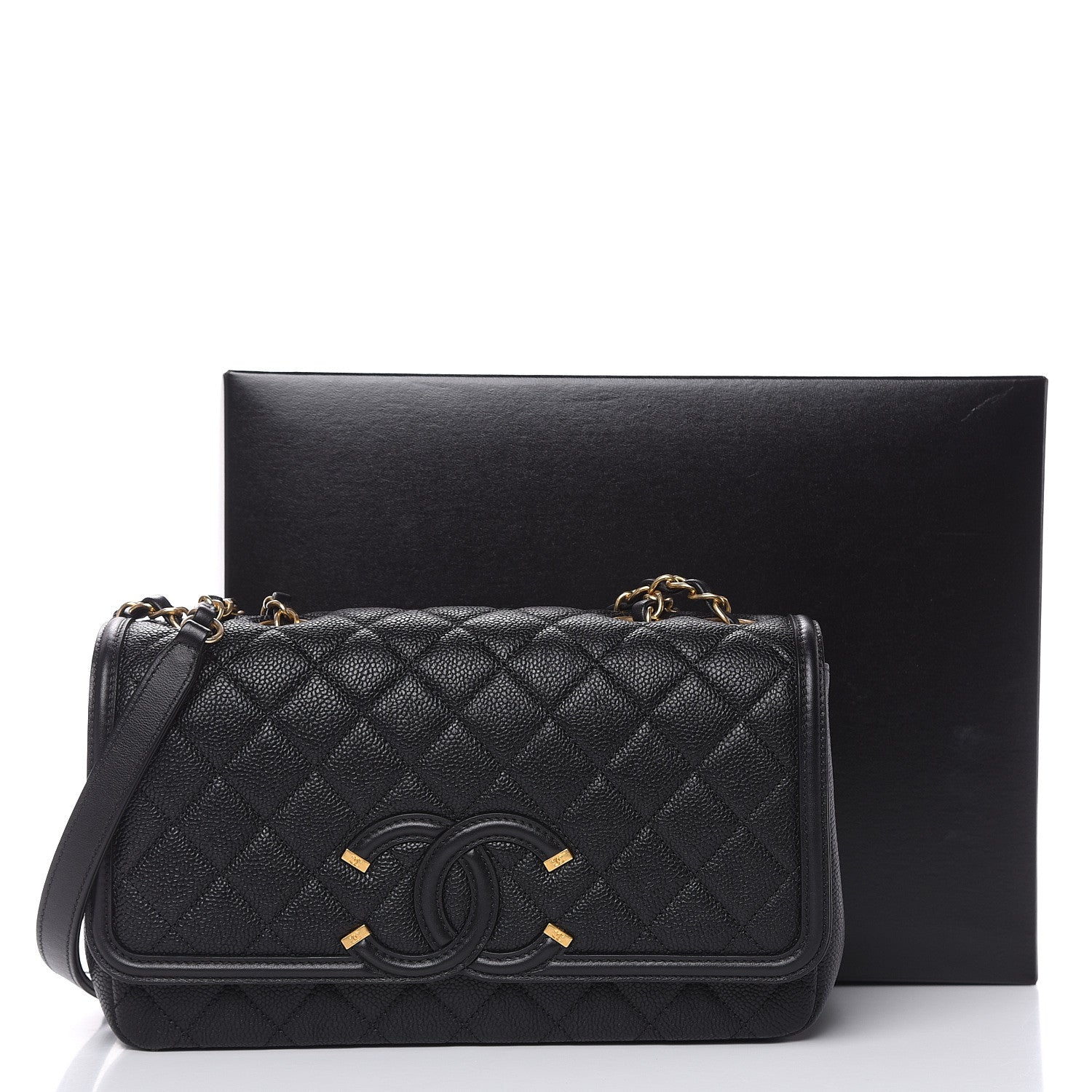 Chanel Caviar Quilted Medium CC Filigree Flap Black 11 of 11