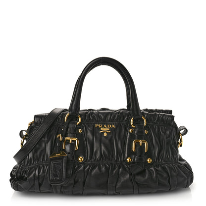 Prada Nappa Gaufre Buckle Satchel Black 1 of 10