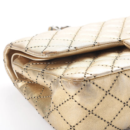 Chanel Metallic Lambskin Quilted Stitch Medium Double Flap Light Gold 19 of 21