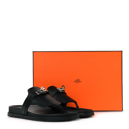 Hermes Calfskin Womens Empire Sandals 38 Black 9 of 9