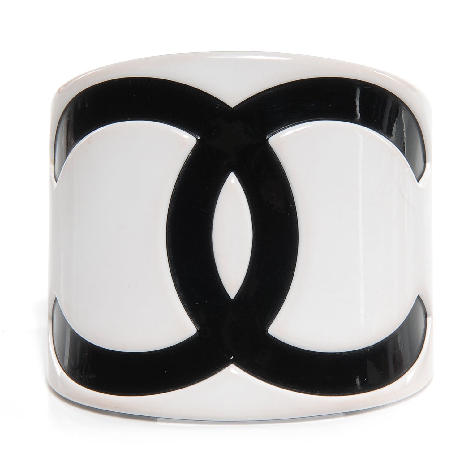 Chanel Resin CC Cuff Black White 1 of 6