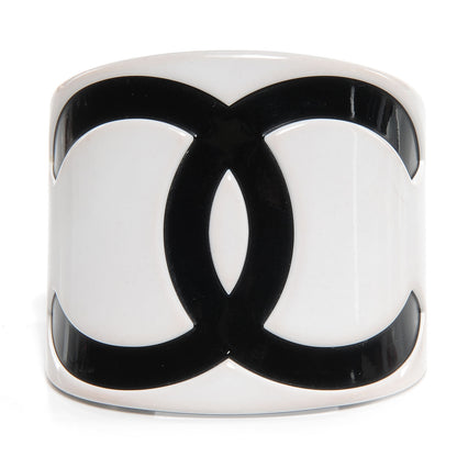 Chanel Resin CC Cuff Black White 1 of 6