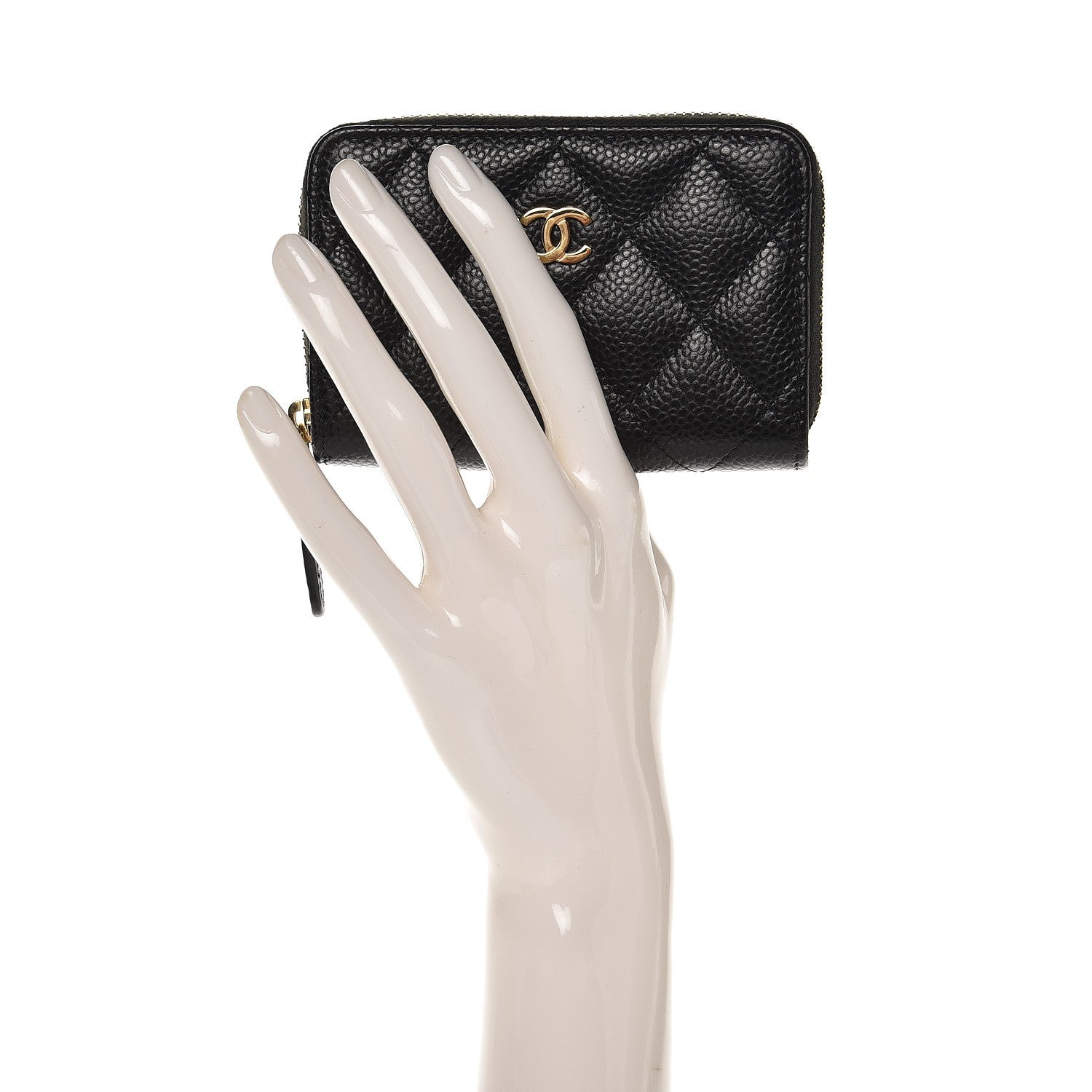 Chanel Caviar Quilted Zip Coin Purse Black 2 of 8