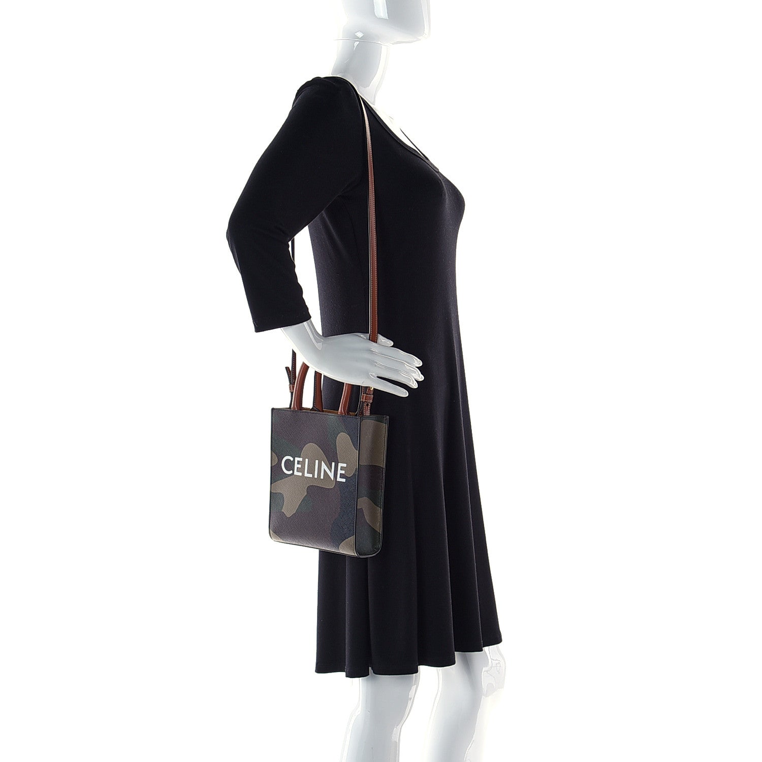 Celine Canvas Calfskin Mini Vertical Cabas Khaki 2 of 8
