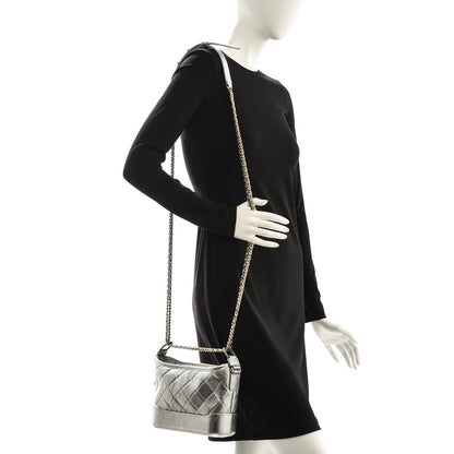 Chanel Metallic Aged Calfskin Quilted Small Gabrielle Hobo Silver 2 of 9