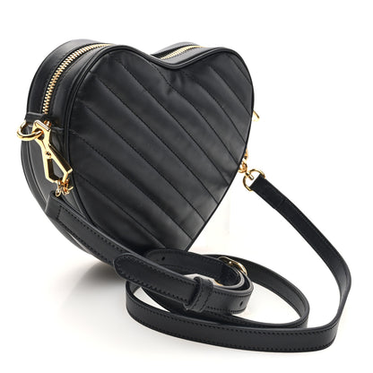 Gucci Calfskin Matelasse Diagonal Mini Interlocking G Heart Shoulder Bag Black 3 of 10
