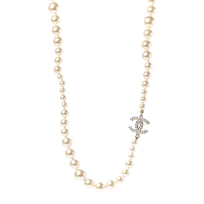 Chanel Graduated Pearl CC Long Necklace Light Gold 1 of 6