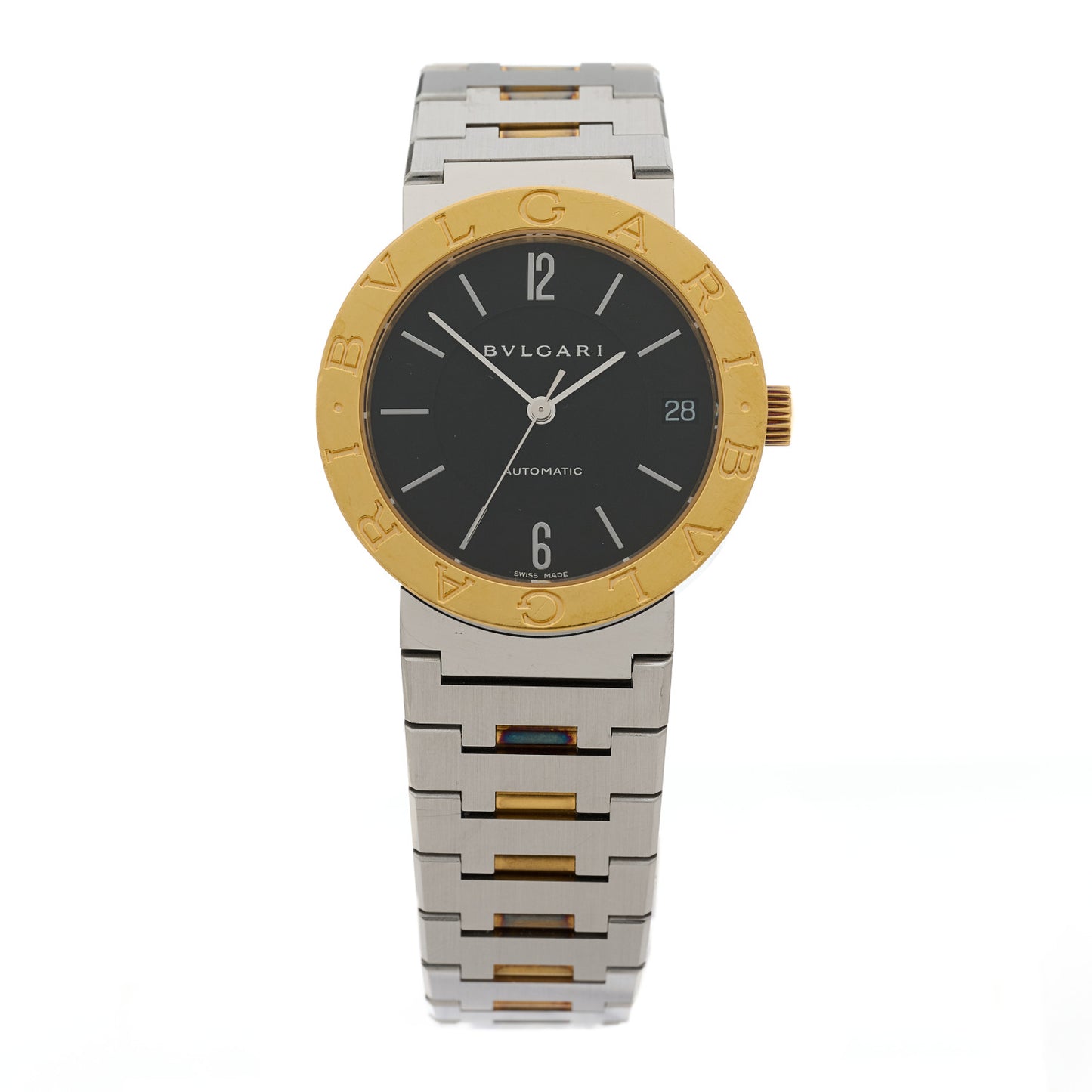 Stainless Steel 18K Yellow Gold 33mm Automatic Watch Black