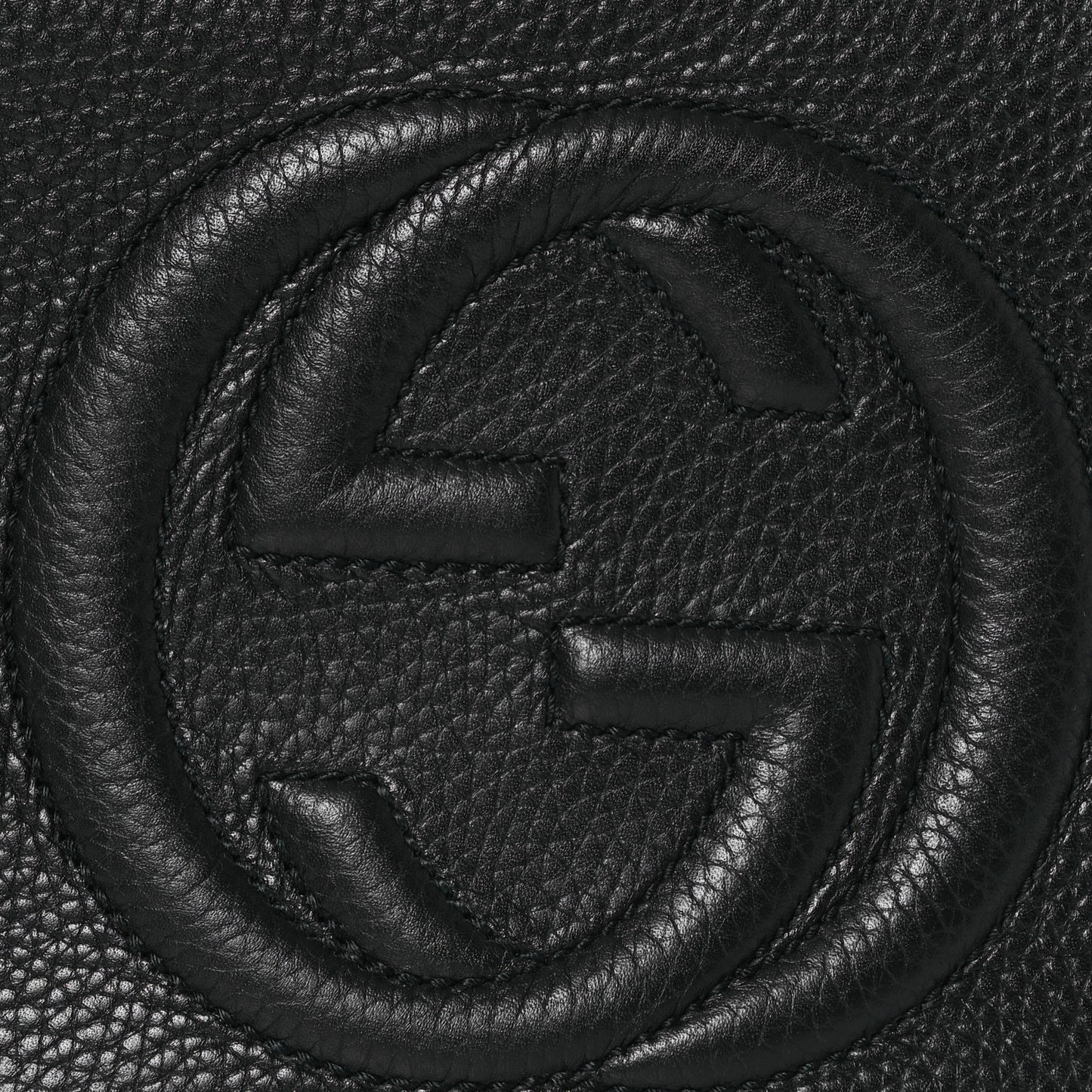Pebbled Calfskin Small Soho Disco Bag Black