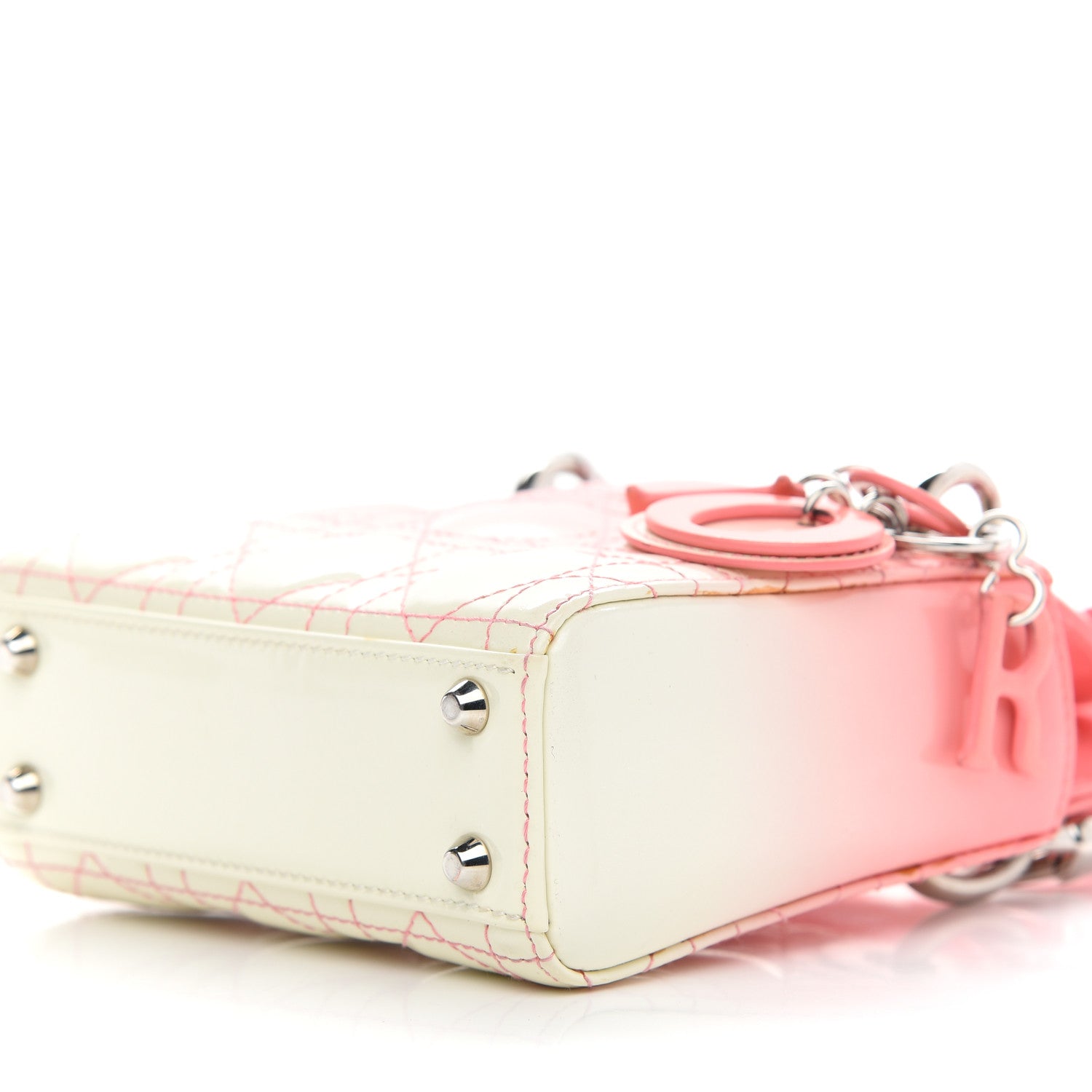 Christian Dior Patent Cannage Gradient Nano Lady Dior Pink White 6 of 11