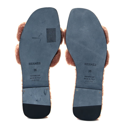Hermes Woolskin Oran Sandals 36 Rose Aube 6 of 9