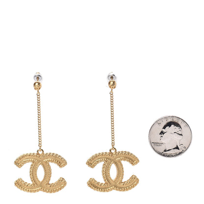 Chanel CC Drop Earrings Matte Gold 2 of 4