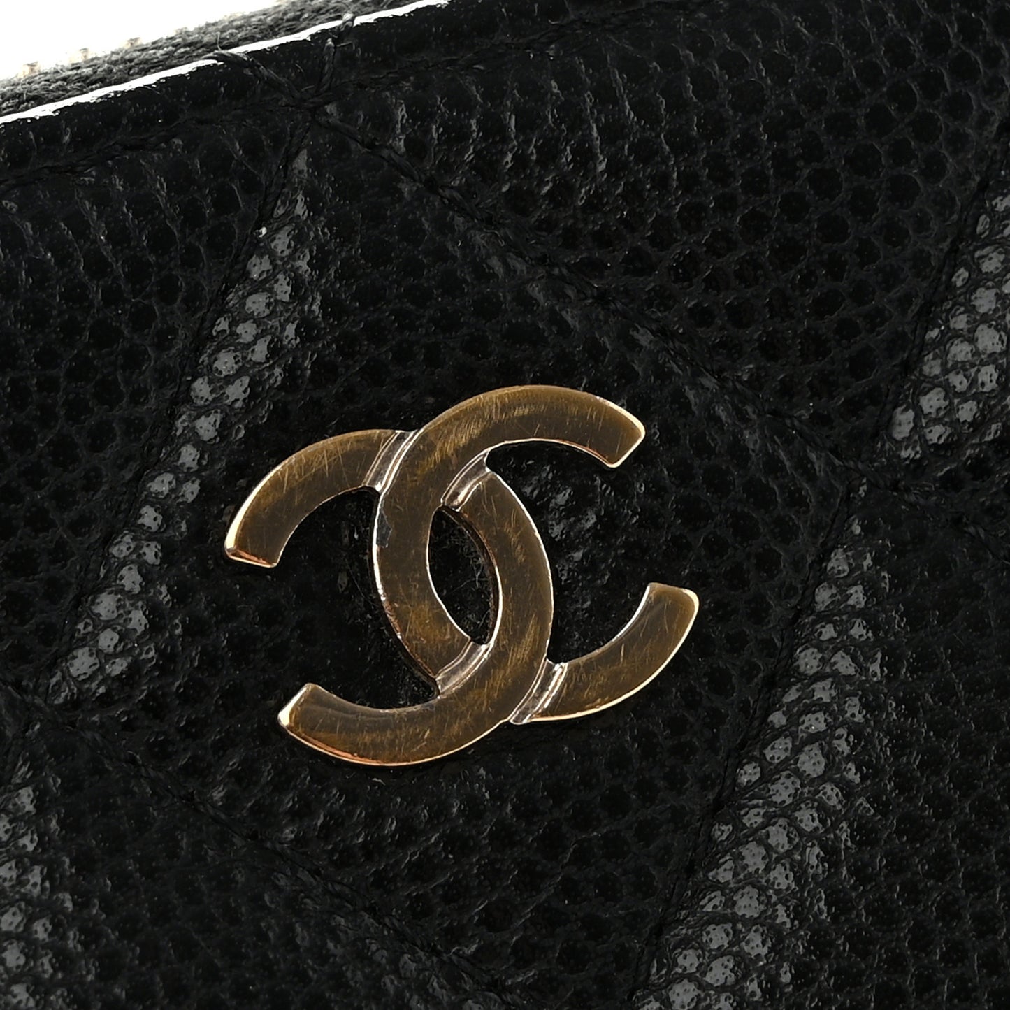 Caviar Quilted Zipped Key Holder Case Black