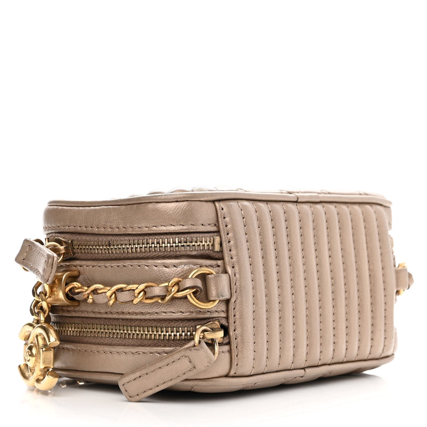 Metallic Lambskin Mini Coco Boy Camera Case Dark Gold