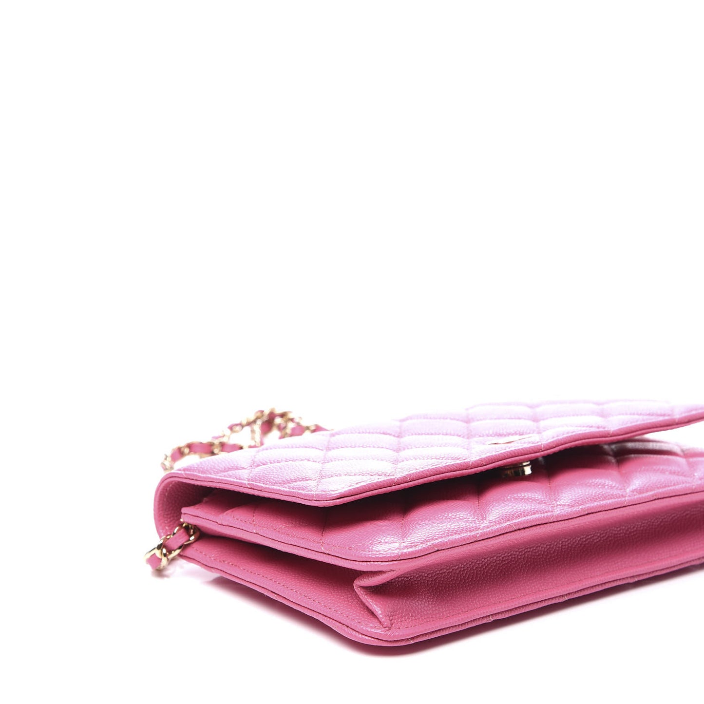 Caviar Quilted Wallet on Chain WOC Pink